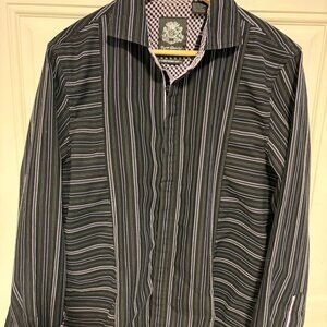 English Landry by Christopher Wicks Black Pinstripe Button-Down Shirt Men's  M